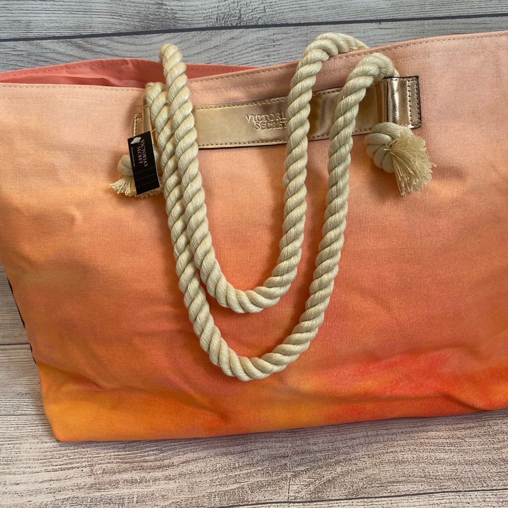 Orange Victoria Secret Bag Tote Canvas - Picture 5 of 10